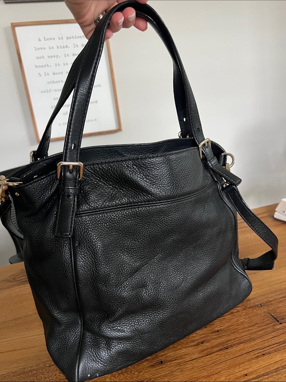 kate spade Black Pebbled Leather Shoulder Bag with Gold Hardware - Picture 4 of 10
